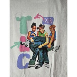 TLC 1992 Vintage Style Graphic T-Shirt White Womens Small Spencers R&B Band Tee